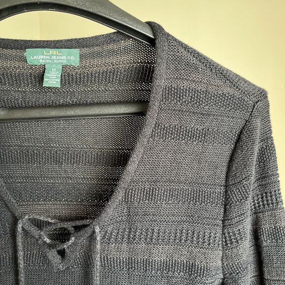 LAUREN Ralph Lauren Boho Western Knit Cotton Aztec Jumper, Black- Medium - Picture 3 of 8